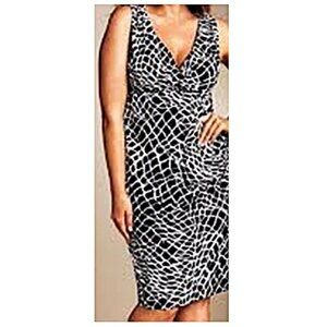 LAUREN RALPH LAUREN * BLACK WHITE GEO PRINT RUCHED CAREER SHEATH DRESS SIZE: 6